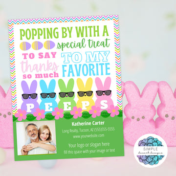 cute easter peeps pop bys tags for realtors with built in business card template